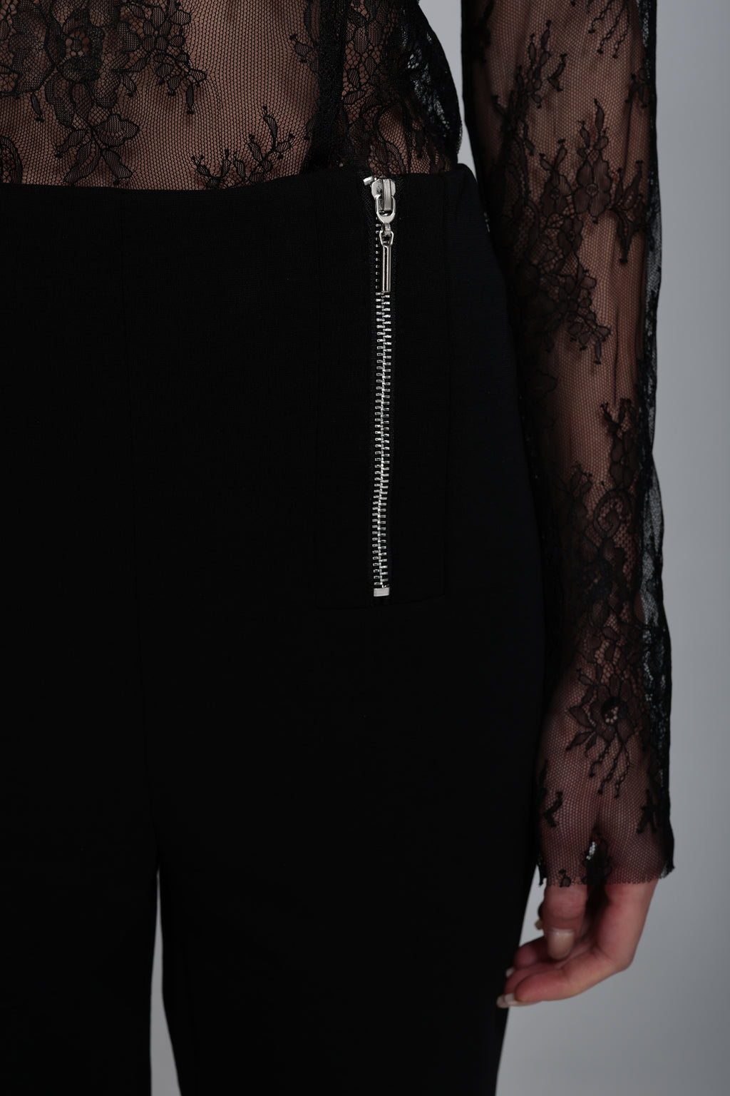 Fermuar detaylı ispanyol paça pantolon