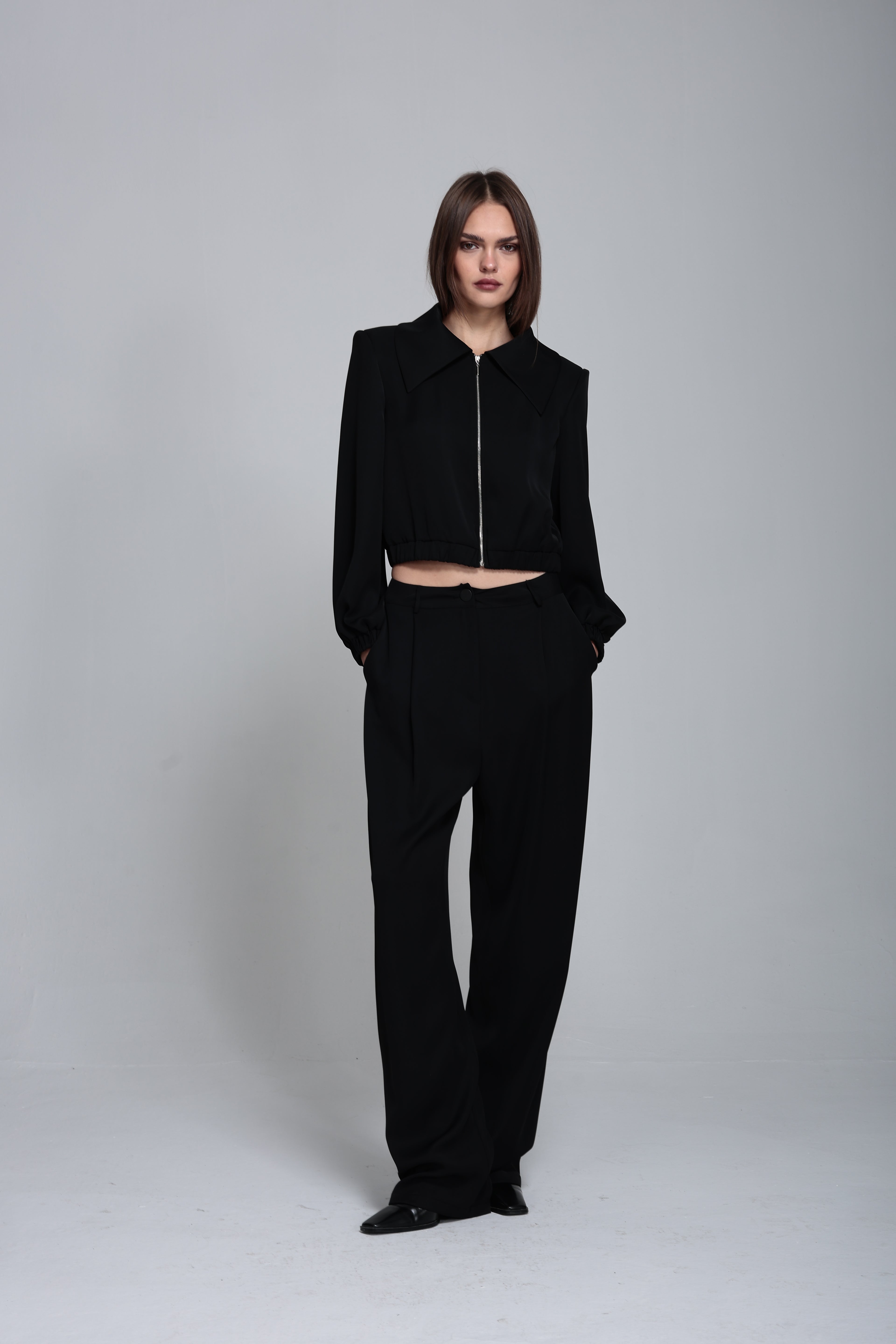 Pili detaylı palazzo pantolon