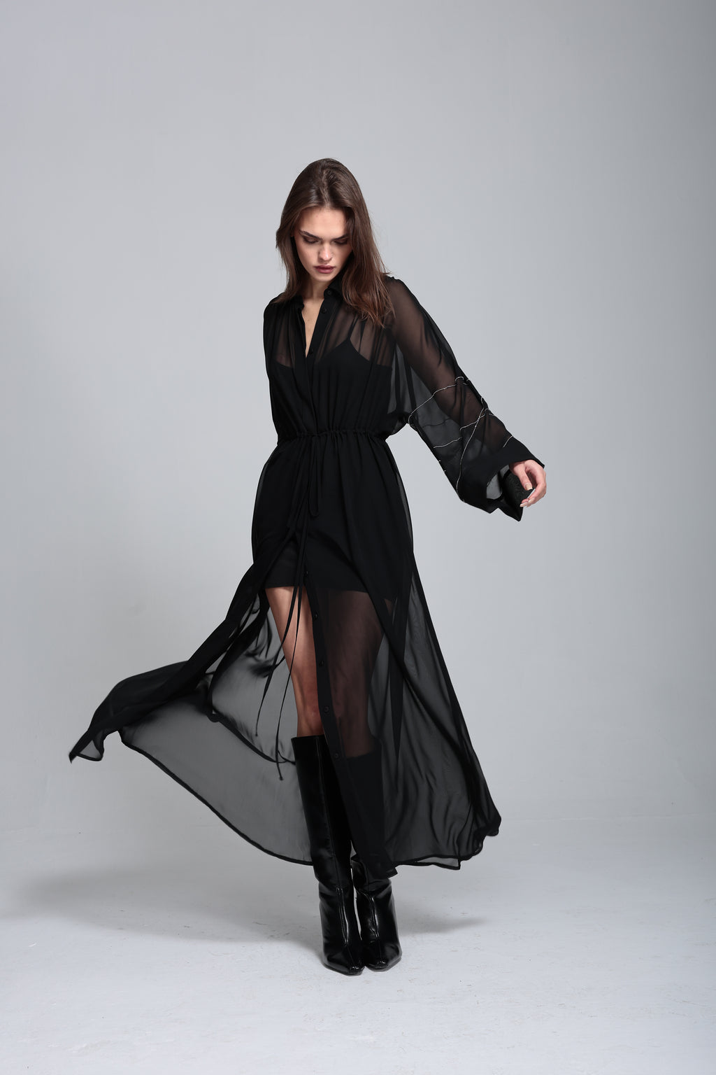 Transparan gömlek elbise