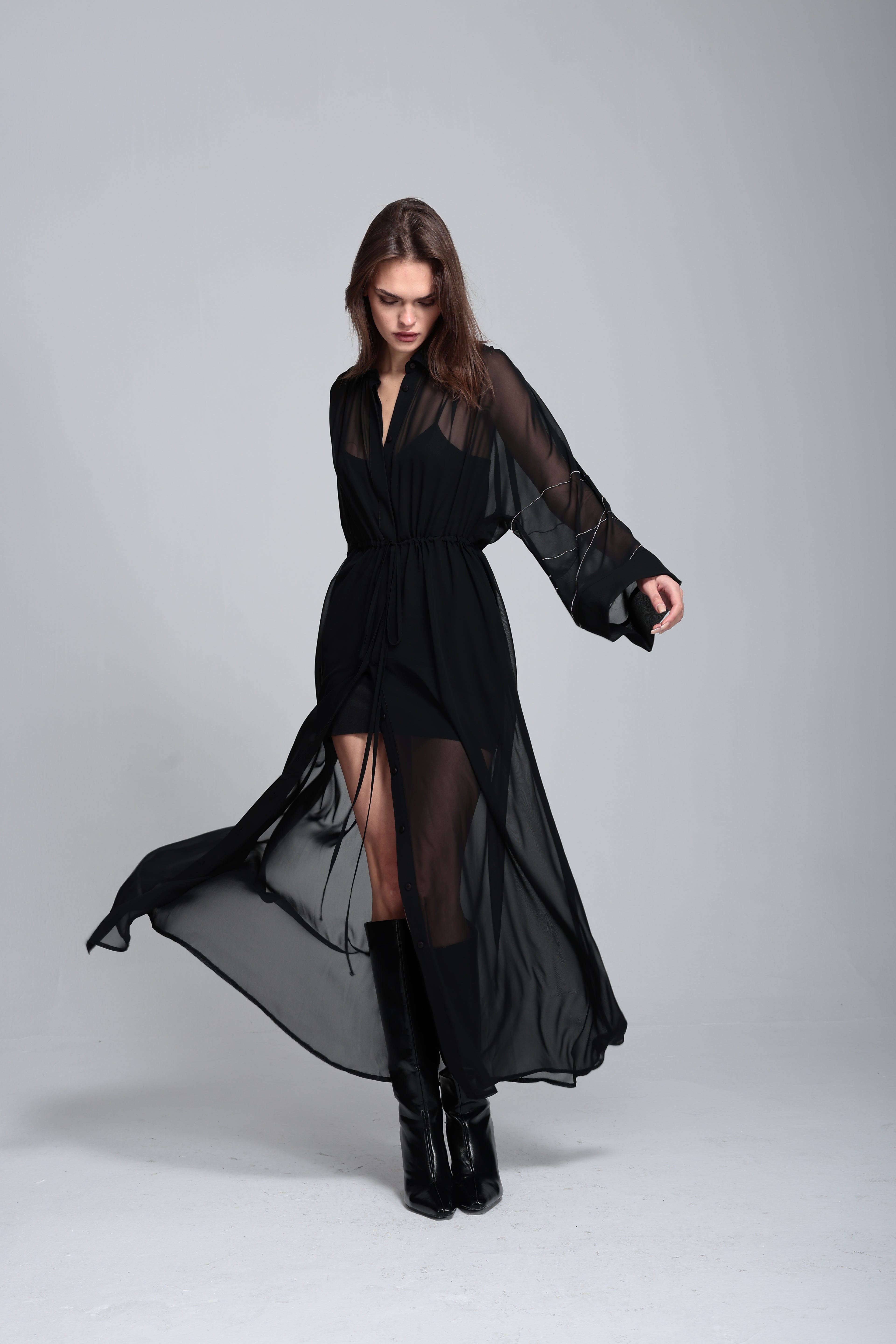 Transparan gömlek elbise