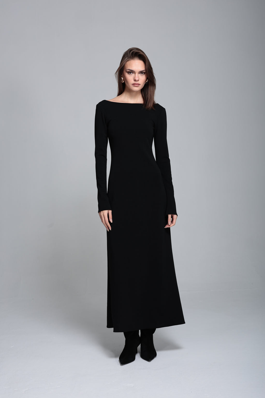 Sırt dekolteli çelik örme elbise