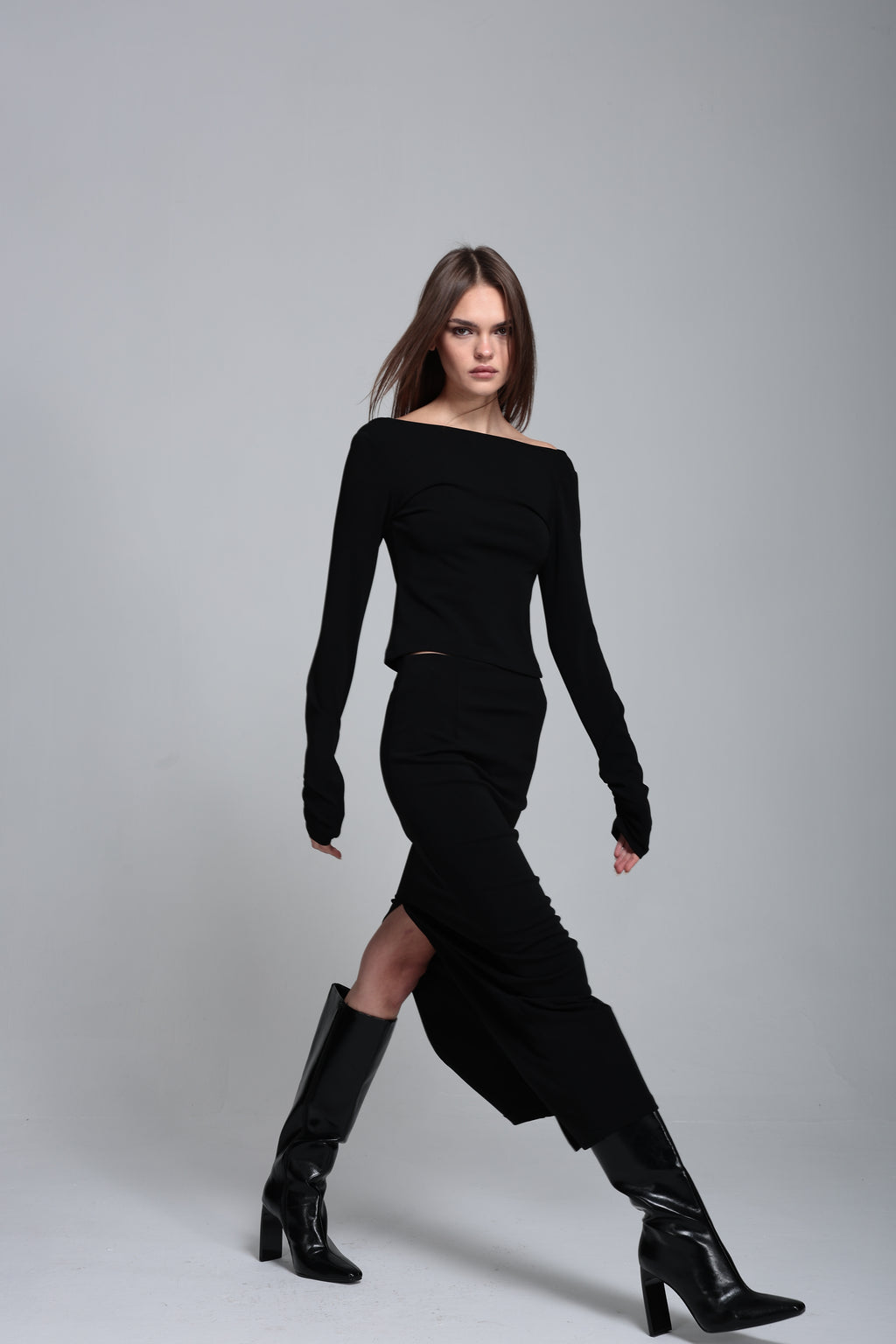 Sırt dekolteli örme bluz