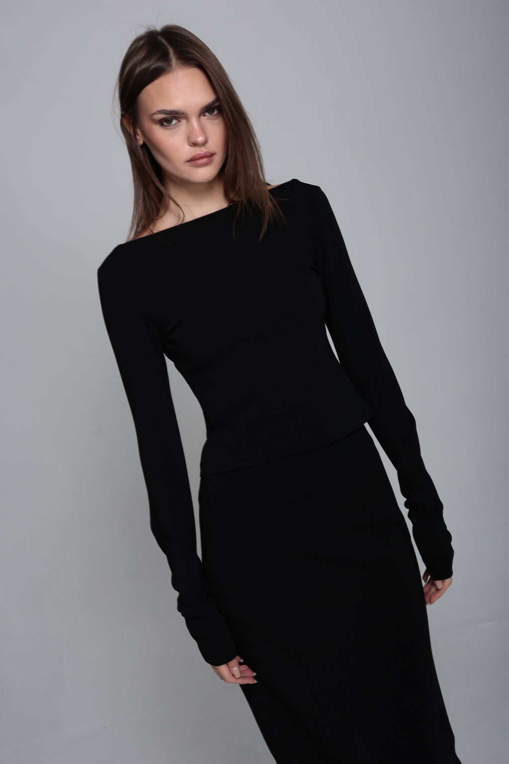 Sırt dekolteli örme bluz