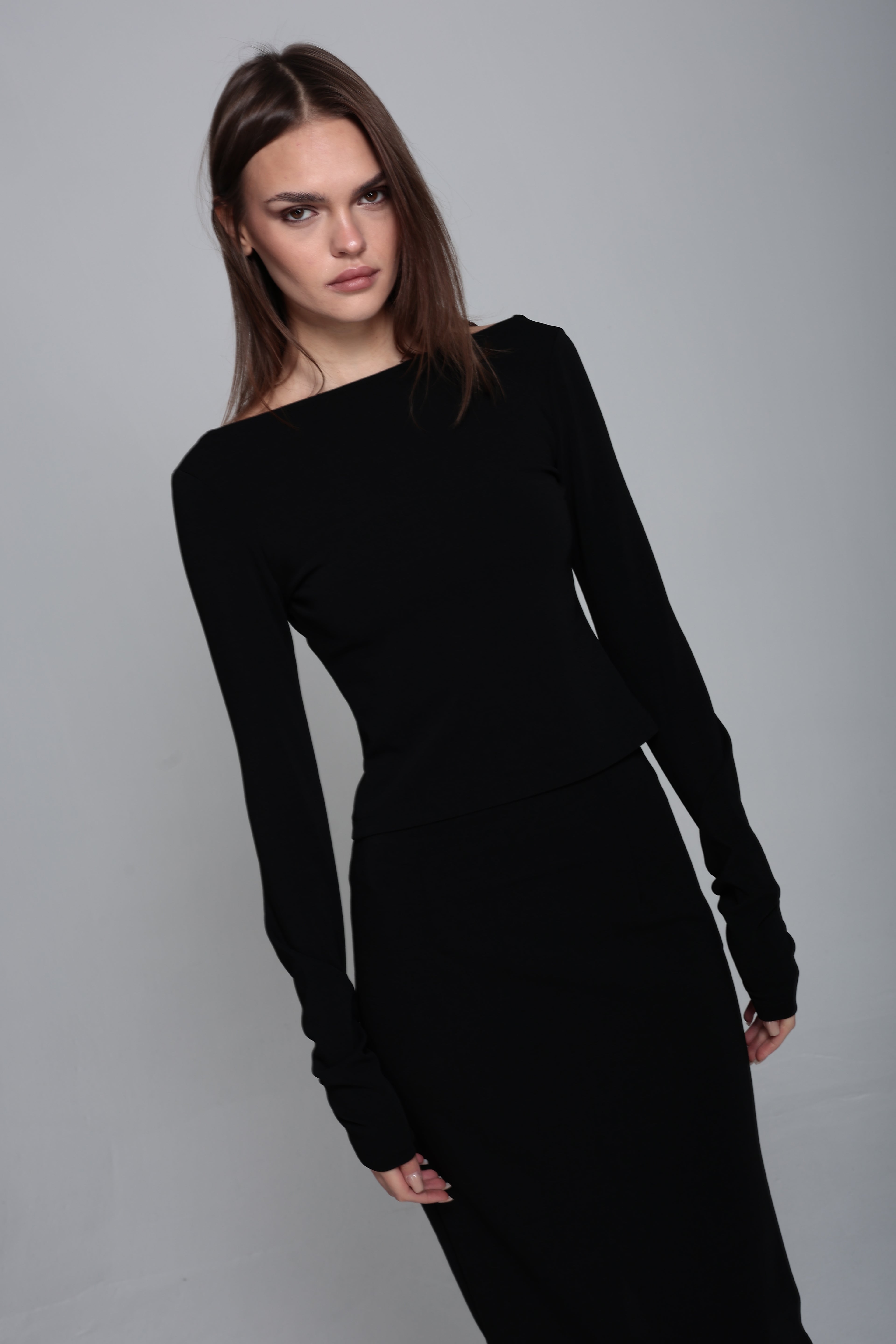 Sırt dekolteli örme bluz