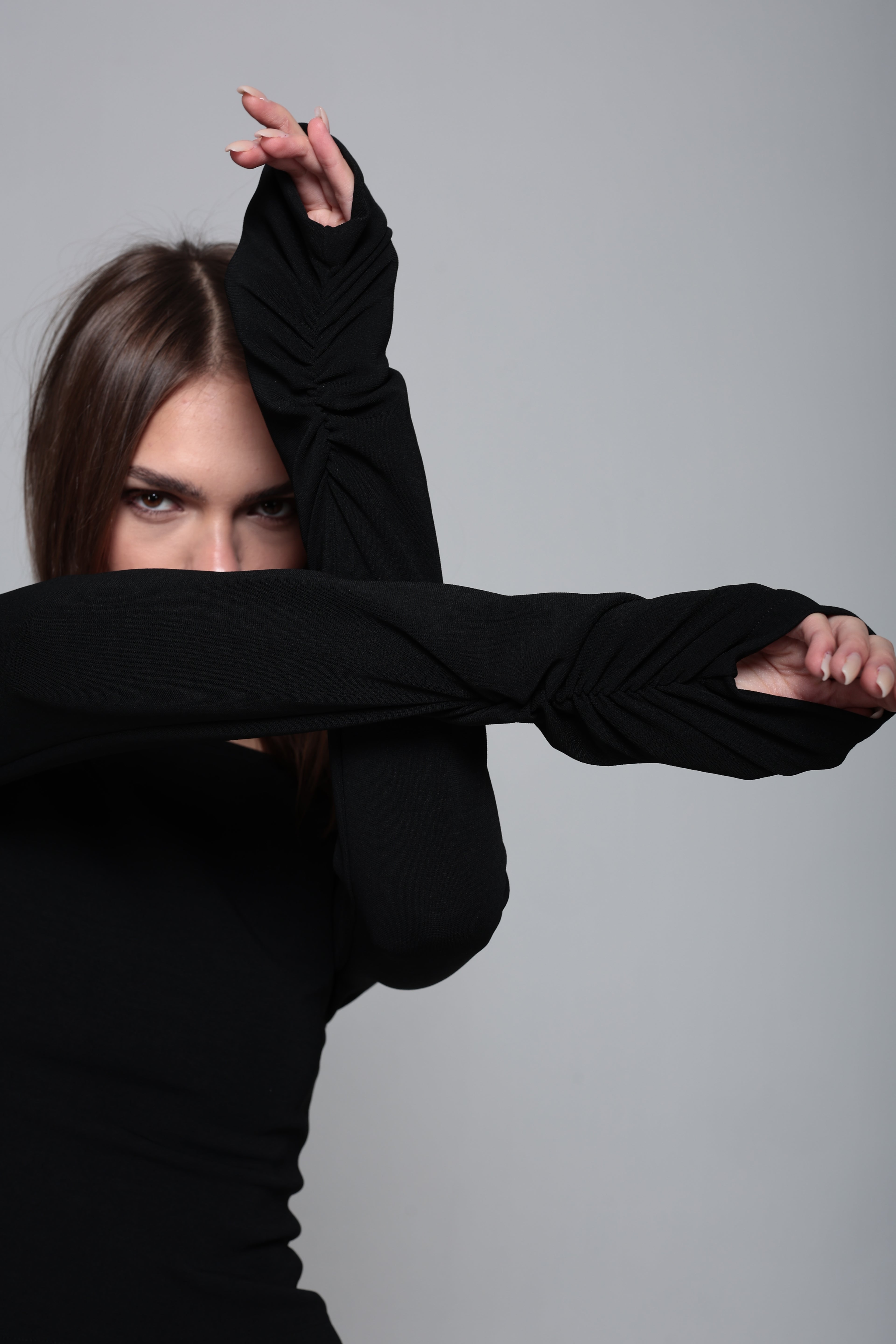 Sırt dekolteli örme bluz