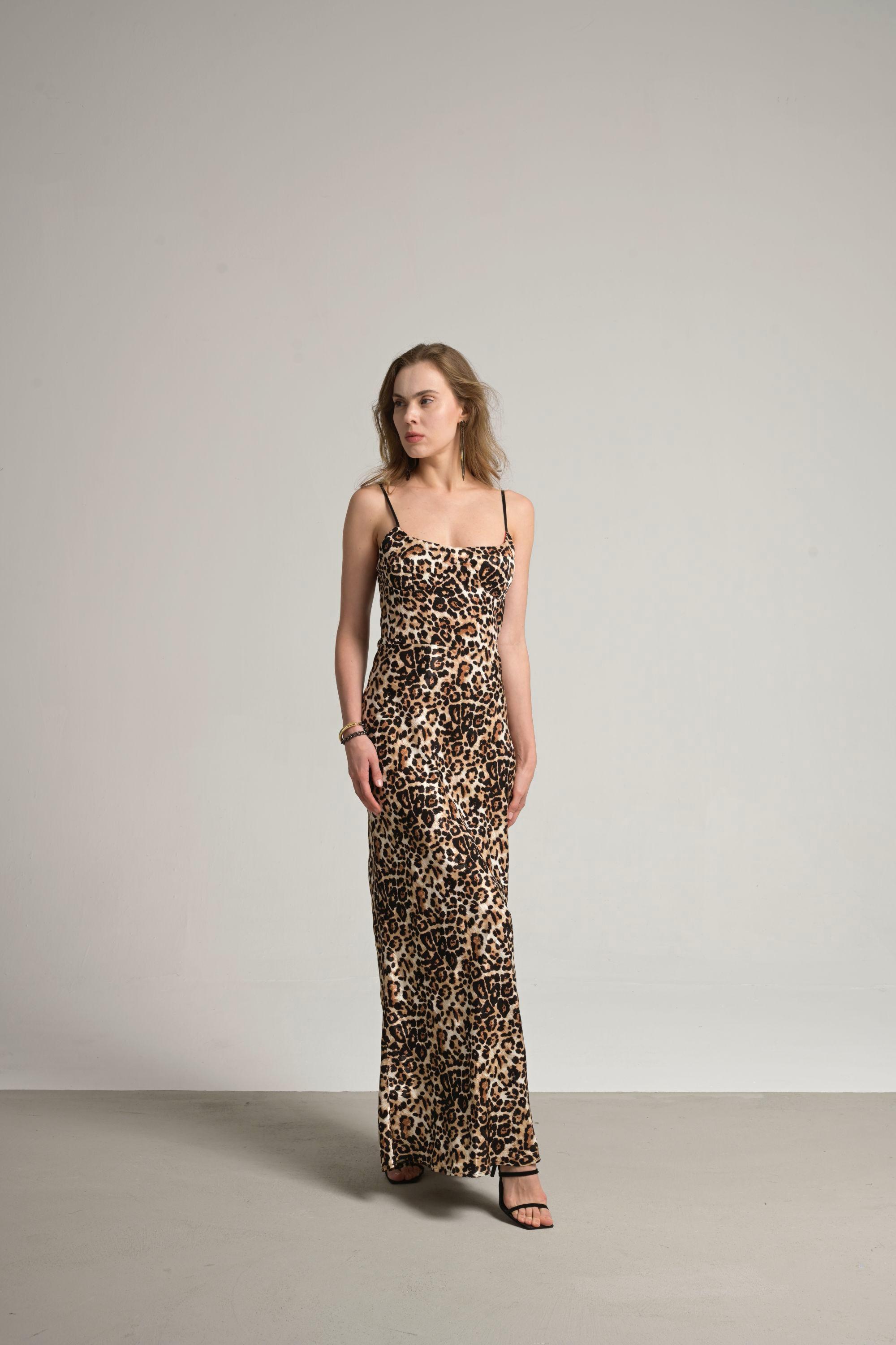 leopar jakar elbise