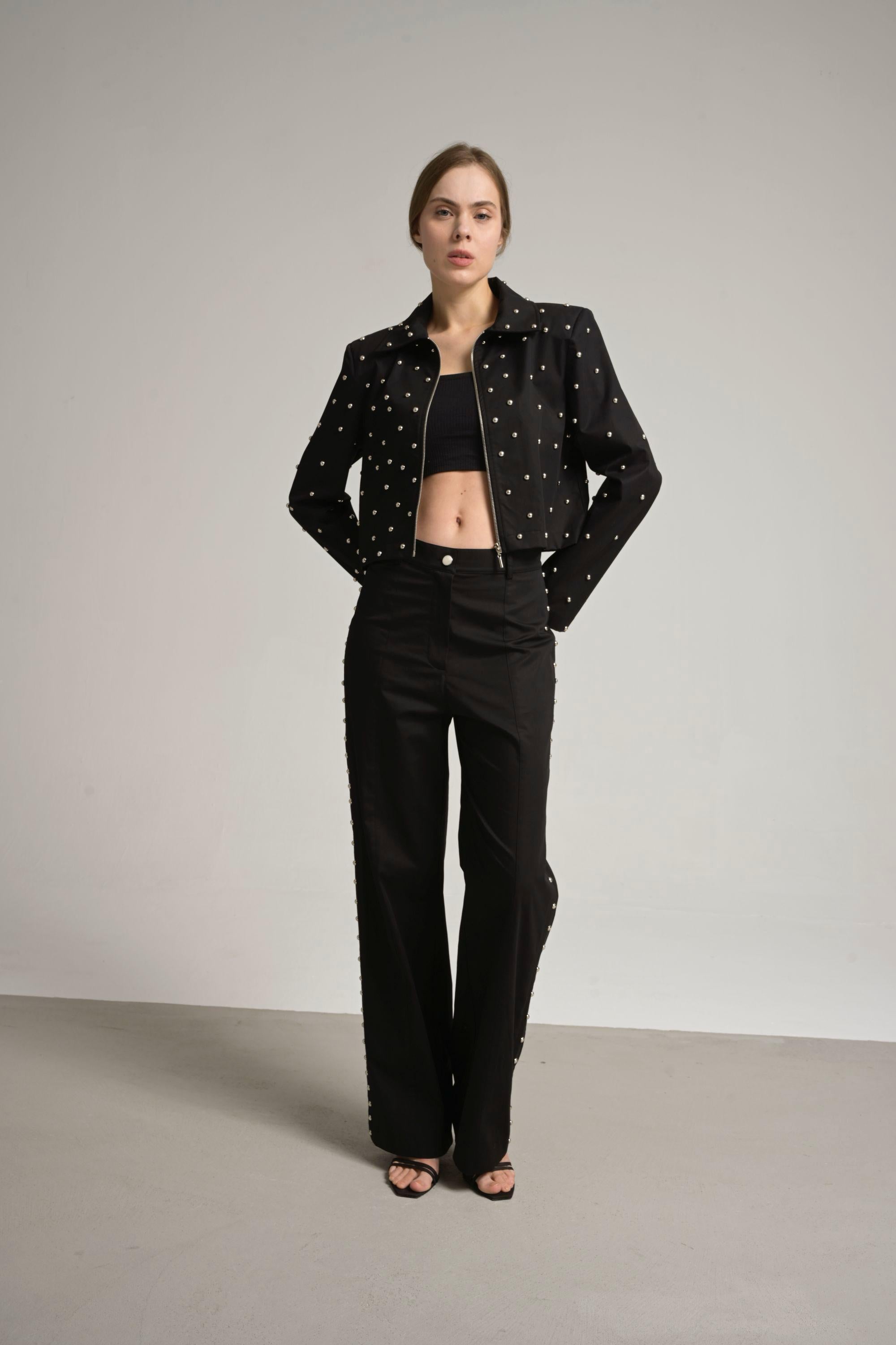 Trok detaylı denim pantolon