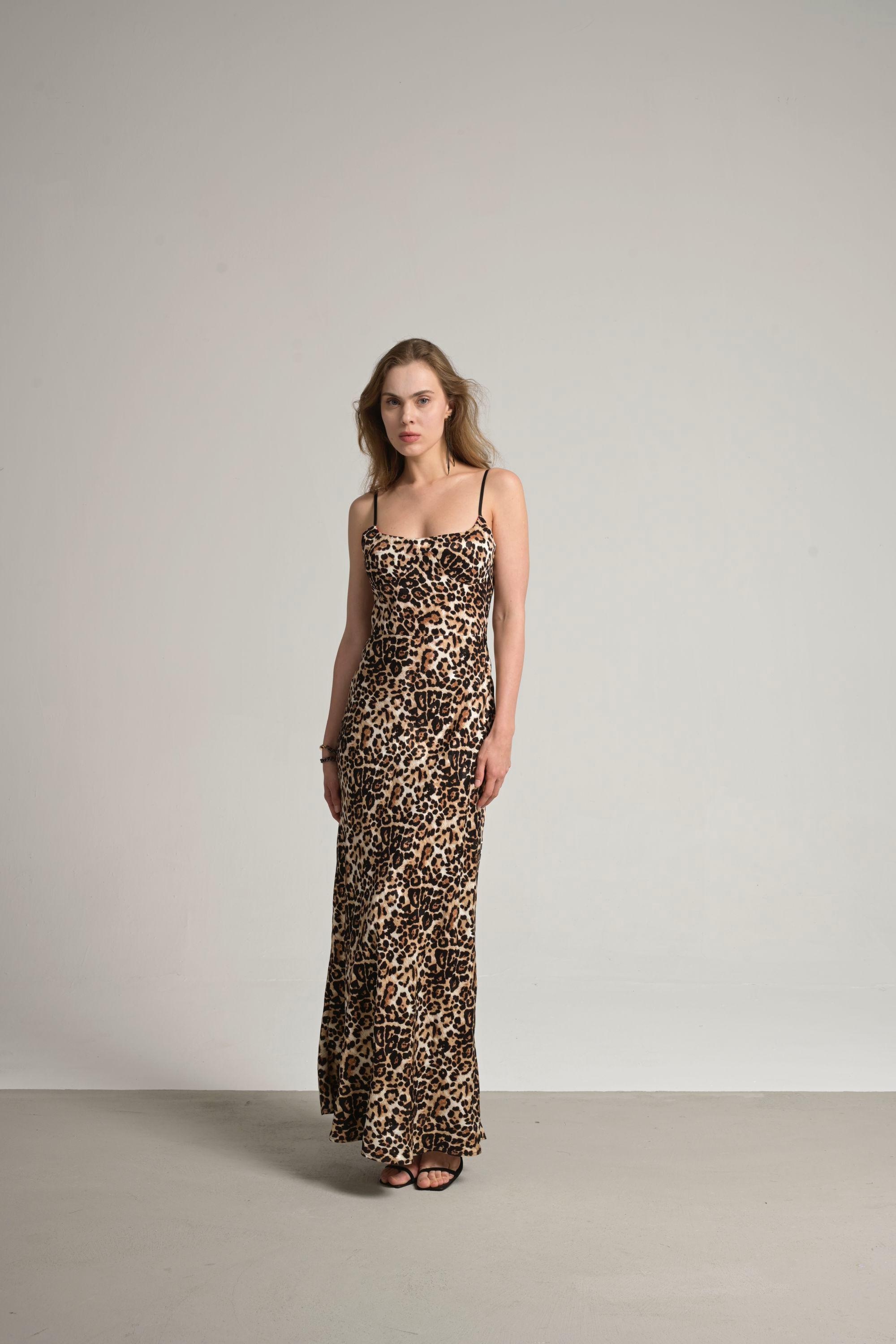 leopar jakar elbise