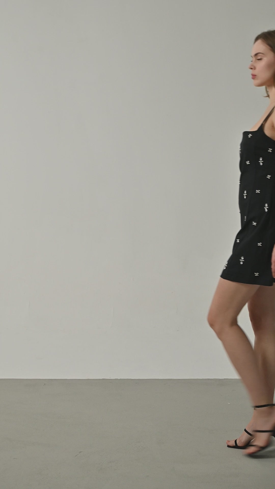 taşlı denim elbise